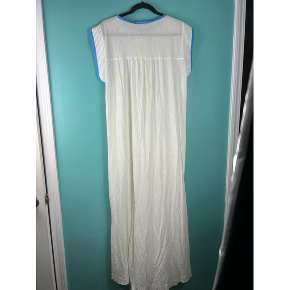 Vintage Lara Dee by Charon L Blue Trim Button Front Housecoat 60s 70s Lounge Rob - Picture 10 of 10